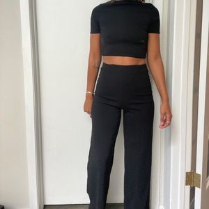 Crop top and wide leg pant set